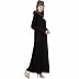 Black Casual abaya with piping at sleeves